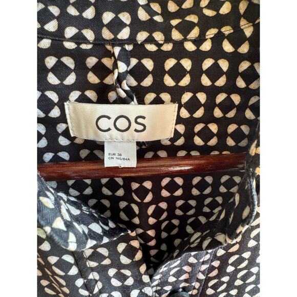COS Printed Midi Black & White Geometric Shirt Dress EUC Size EUR 36 $135 MSRP - Picture 2 of 13